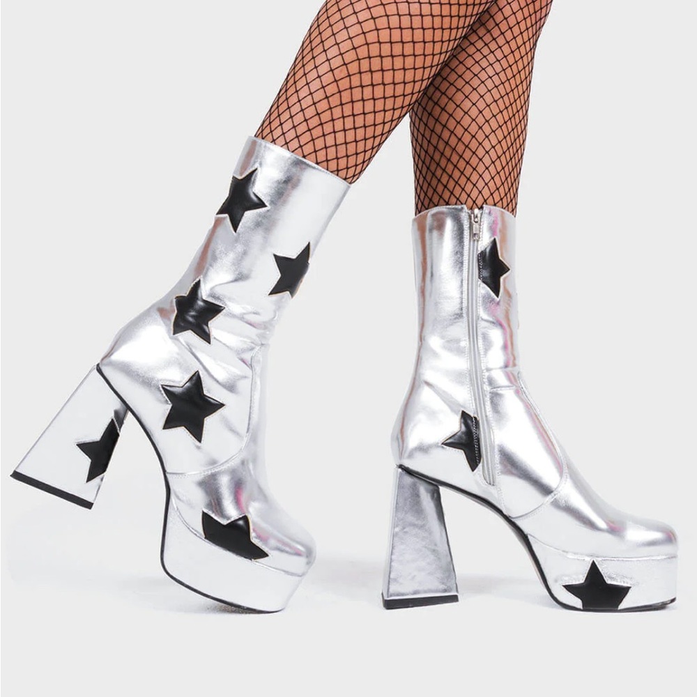 Lamoda Silver Star Platform Boots